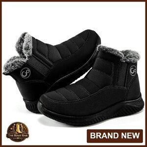 Women's Waterproof Snow Boots Fur Lined Non-Slip Ankle Booties Winter Shoes